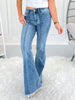 Retro Revival - Judy Blue Pintuck Fray Hem Flare Jean