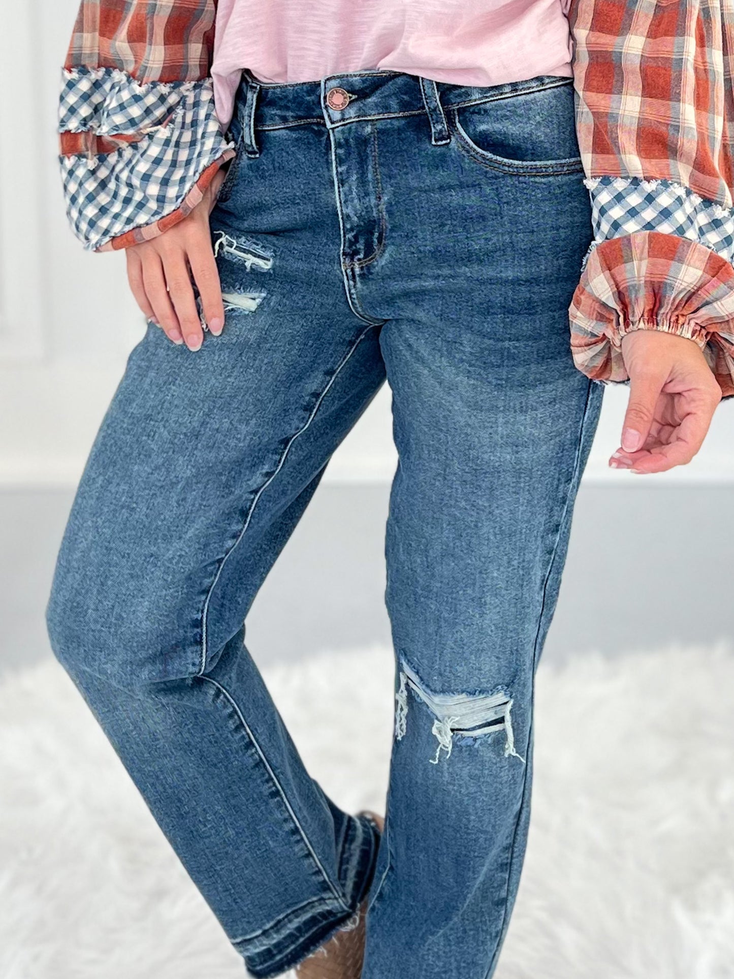 Patched Up - Judy Blue Patch Destroy Release Hem Boyfriend Jean