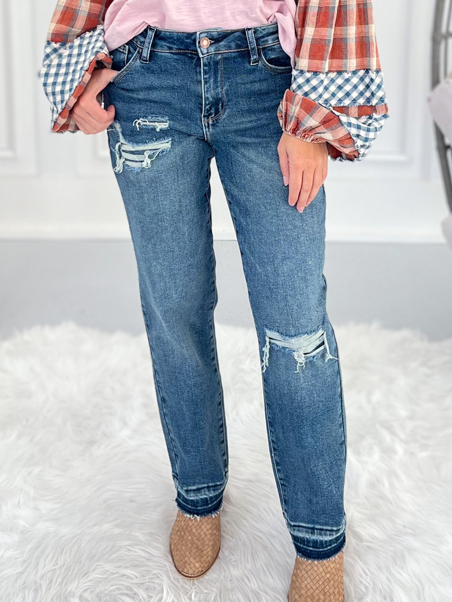 Patched Up - Judy Blue Patch Destroy Release Hem Boyfriend Jean