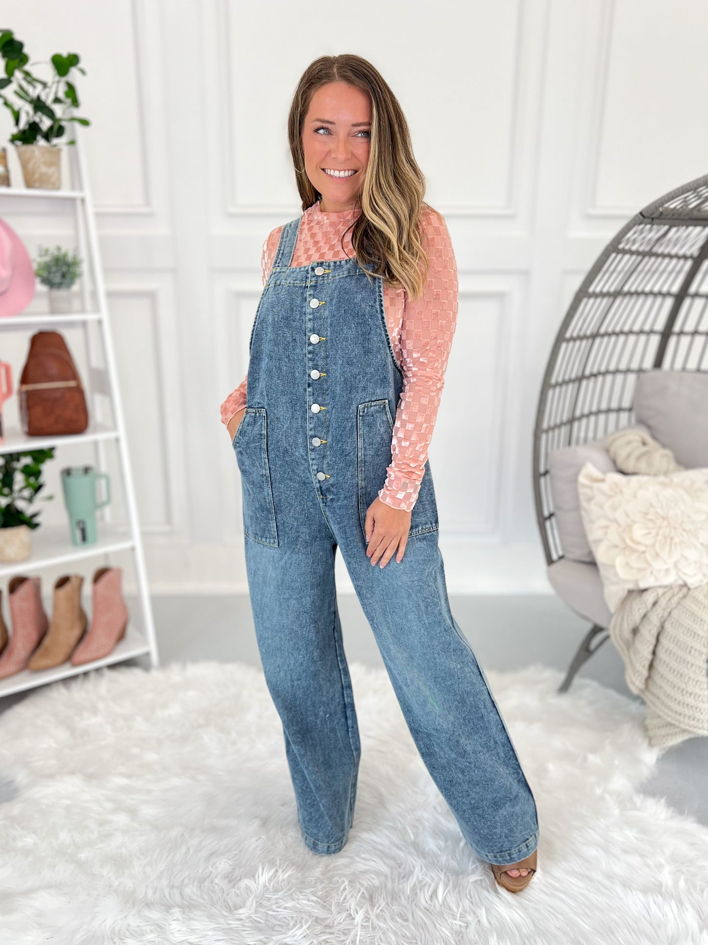 Dashing Denim Front Button Overalls