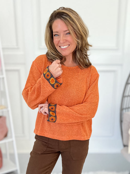 Sunshine Delight Knit Top - Burnt Orange