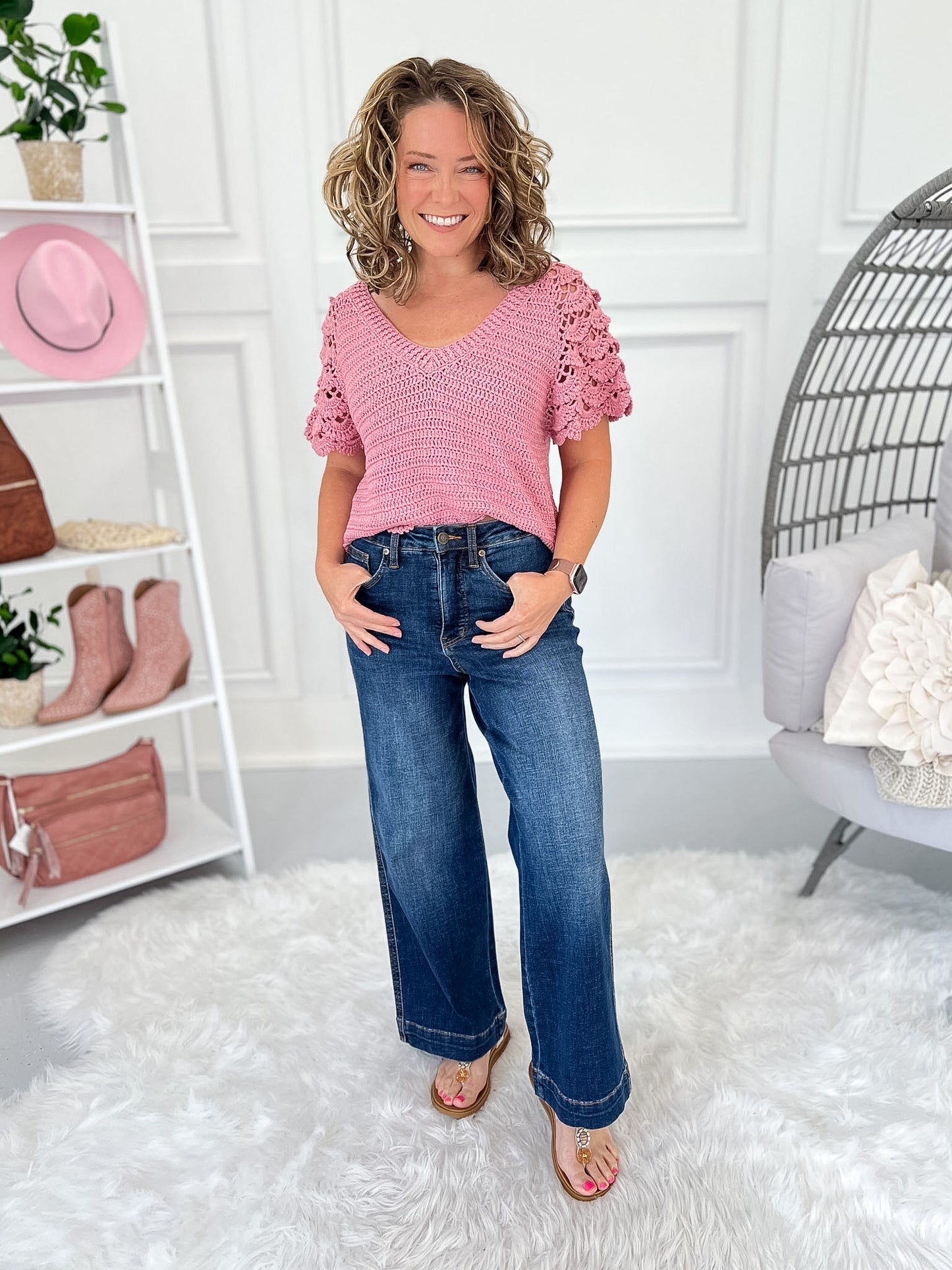 Well Played - Judy Blue Tummy Control Ankle Wide Leg Jean