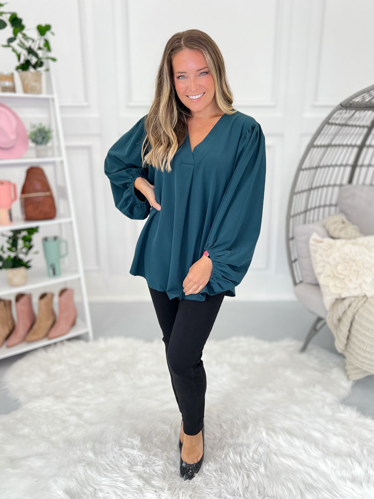 Business Or Pleasure Teal Blouse