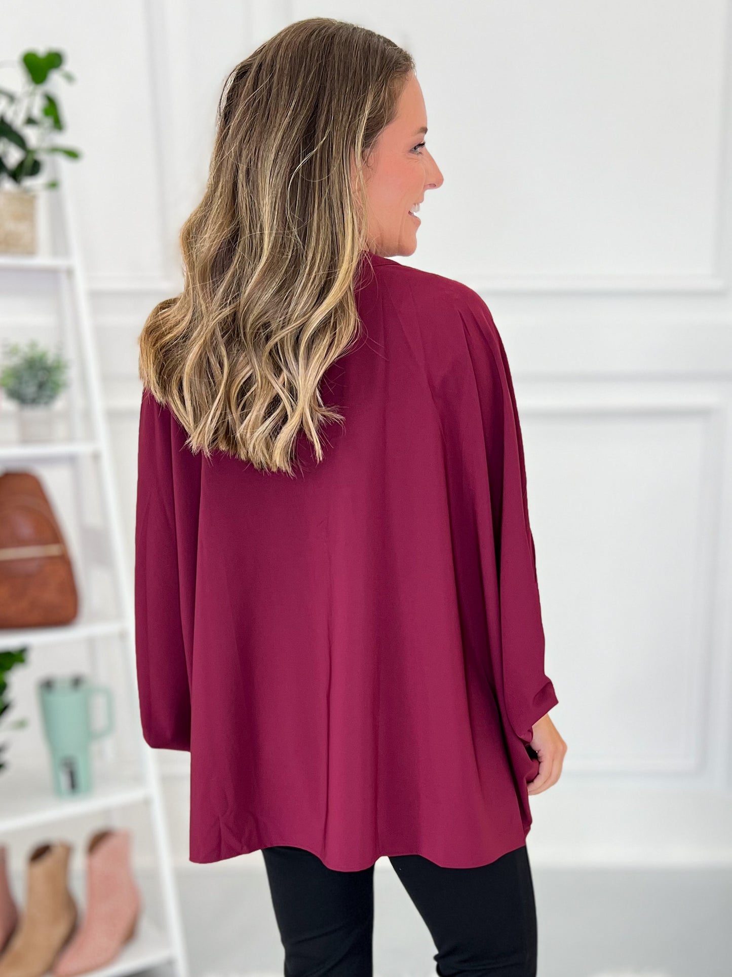 High Style Split Neck Poncho Blouse