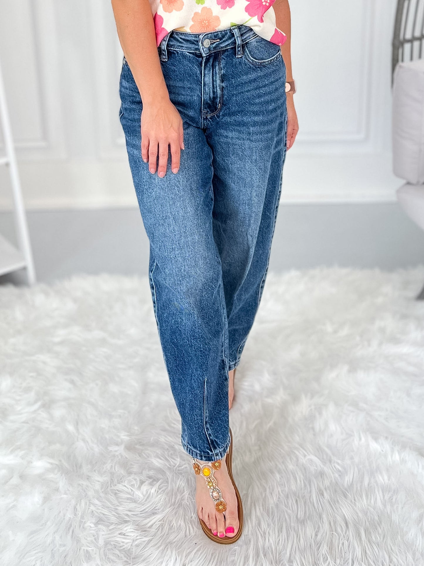 Ahead of the Curve - Judy Blue Rigid Magic Barrel Leg Jean