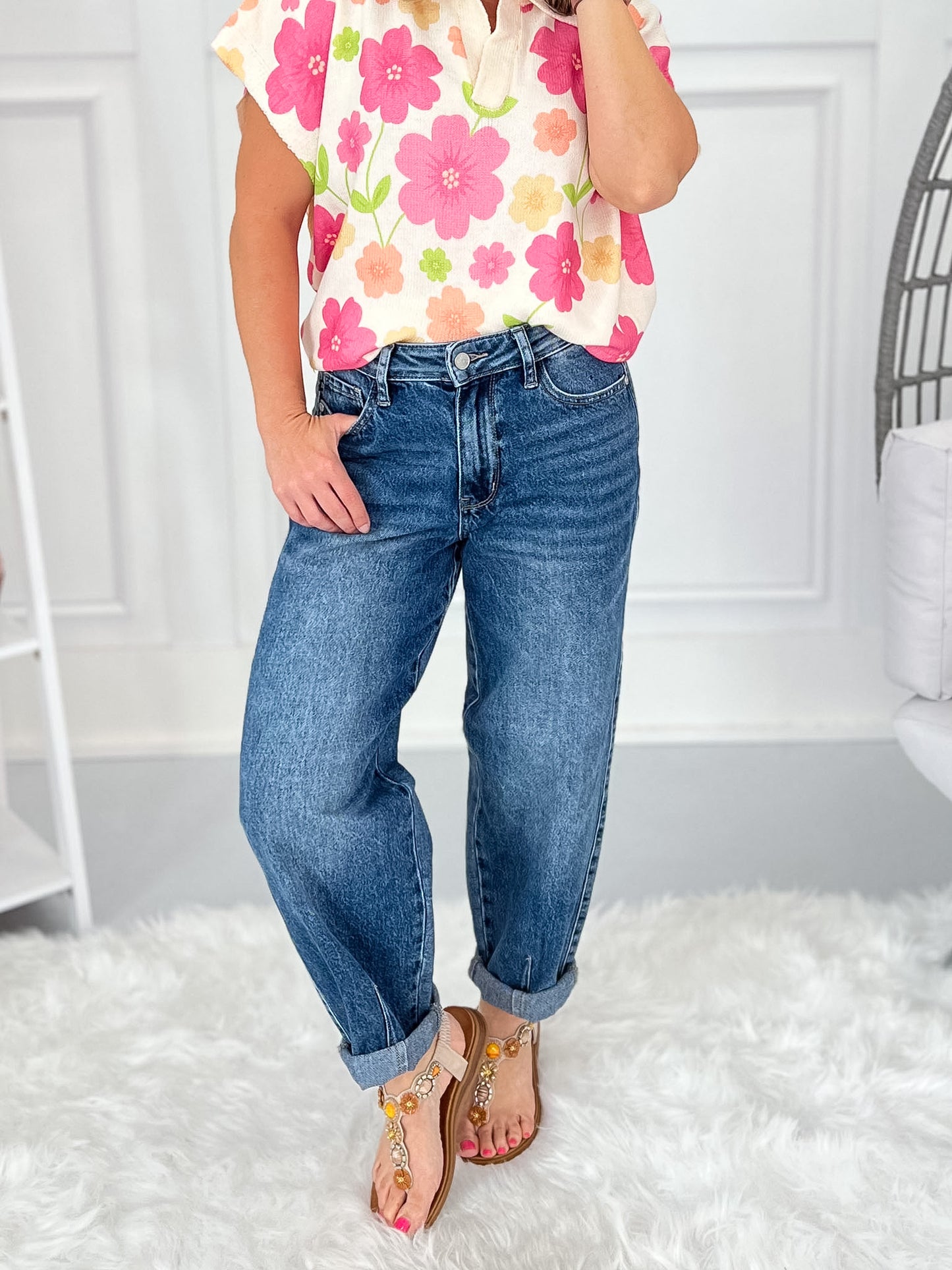 Ahead of the Curve - Judy Blue Rigid Magic Barrel Leg Jean