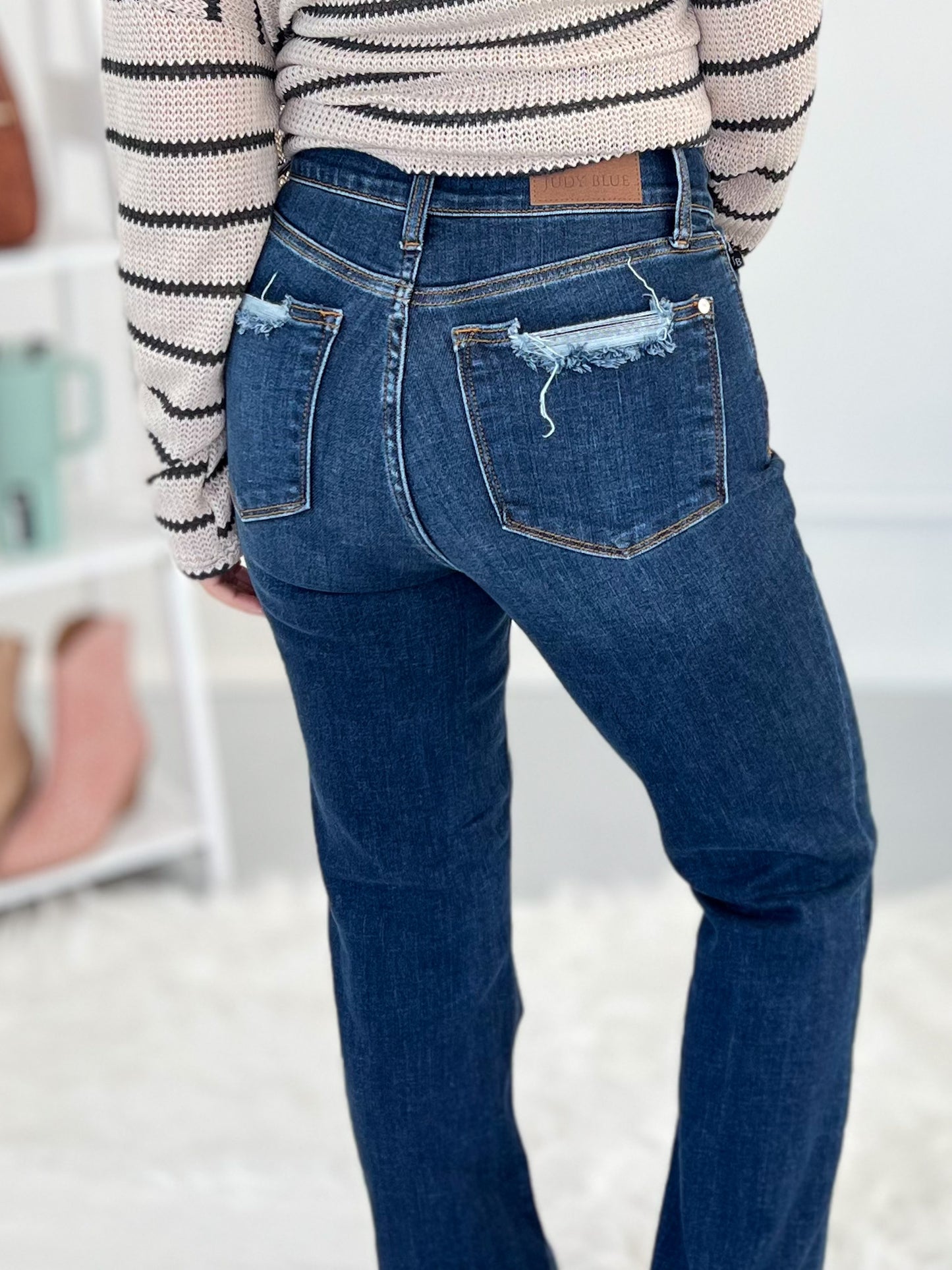 Feeling Cute - Judy Blue Vintage Frayed Hem Bootcut Jeans