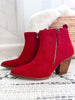 Corky's High Standard Block Heel Ankle Boot - Dark Red Faux Suede
