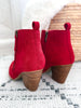 Corky's High Standard Block Heel Ankle Boot - Dark Red Faux Suede