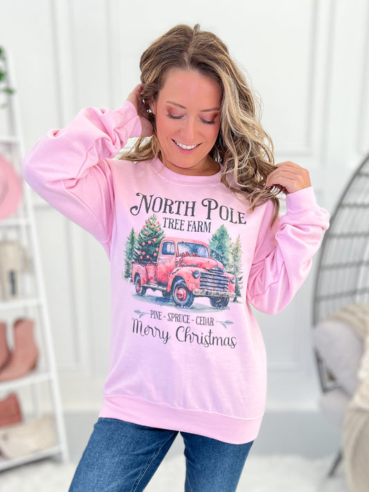 North Pole Tree Farm Graphic Crewneck