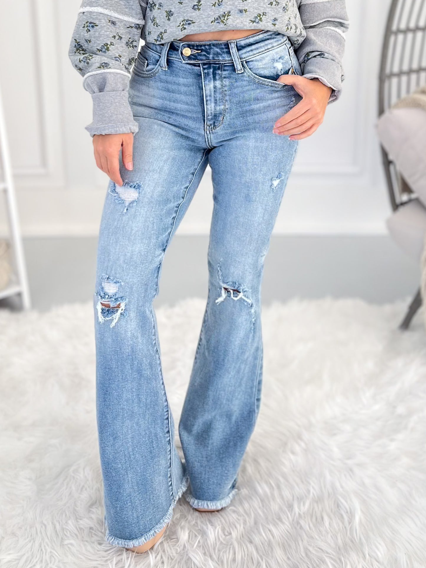 Made You Look - Judy Blue Shield Pocket Flare Jeans