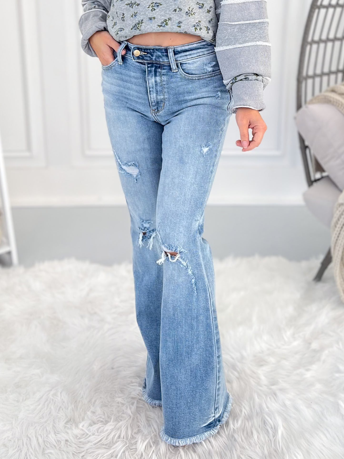Made You Look - Judy Blue Shield Pocket Flare Jeans