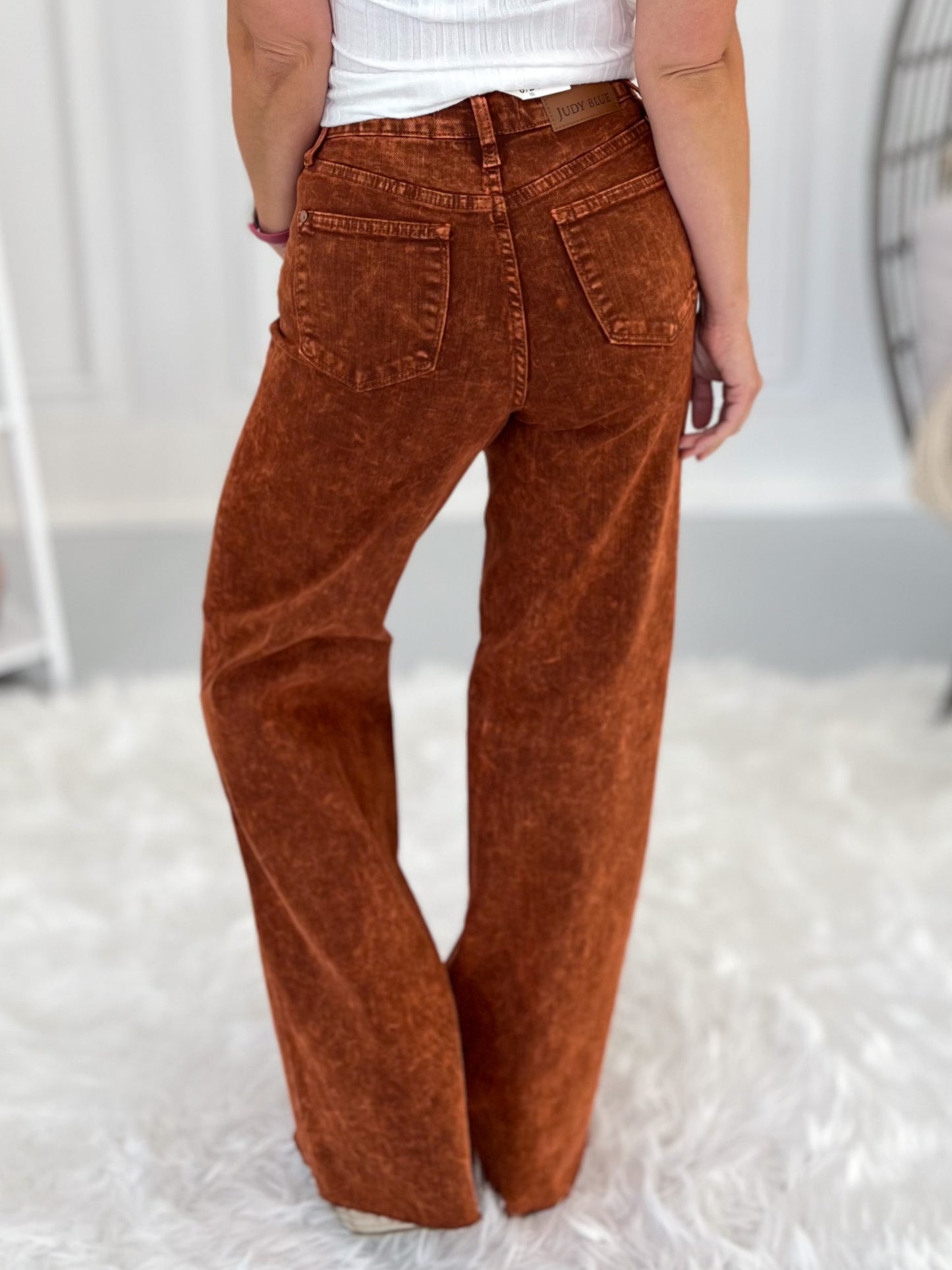 Judy Blue - Pumpkin Spice Dyed Retro Wide Leg Jeans