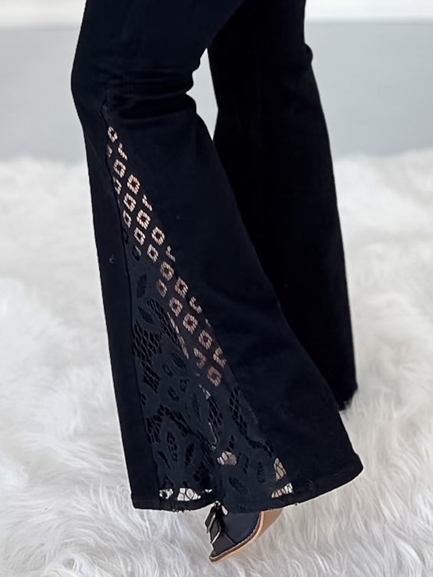 Moonlit Lace - Judy Blue Multi Inseam Lace Panel Flare Jean