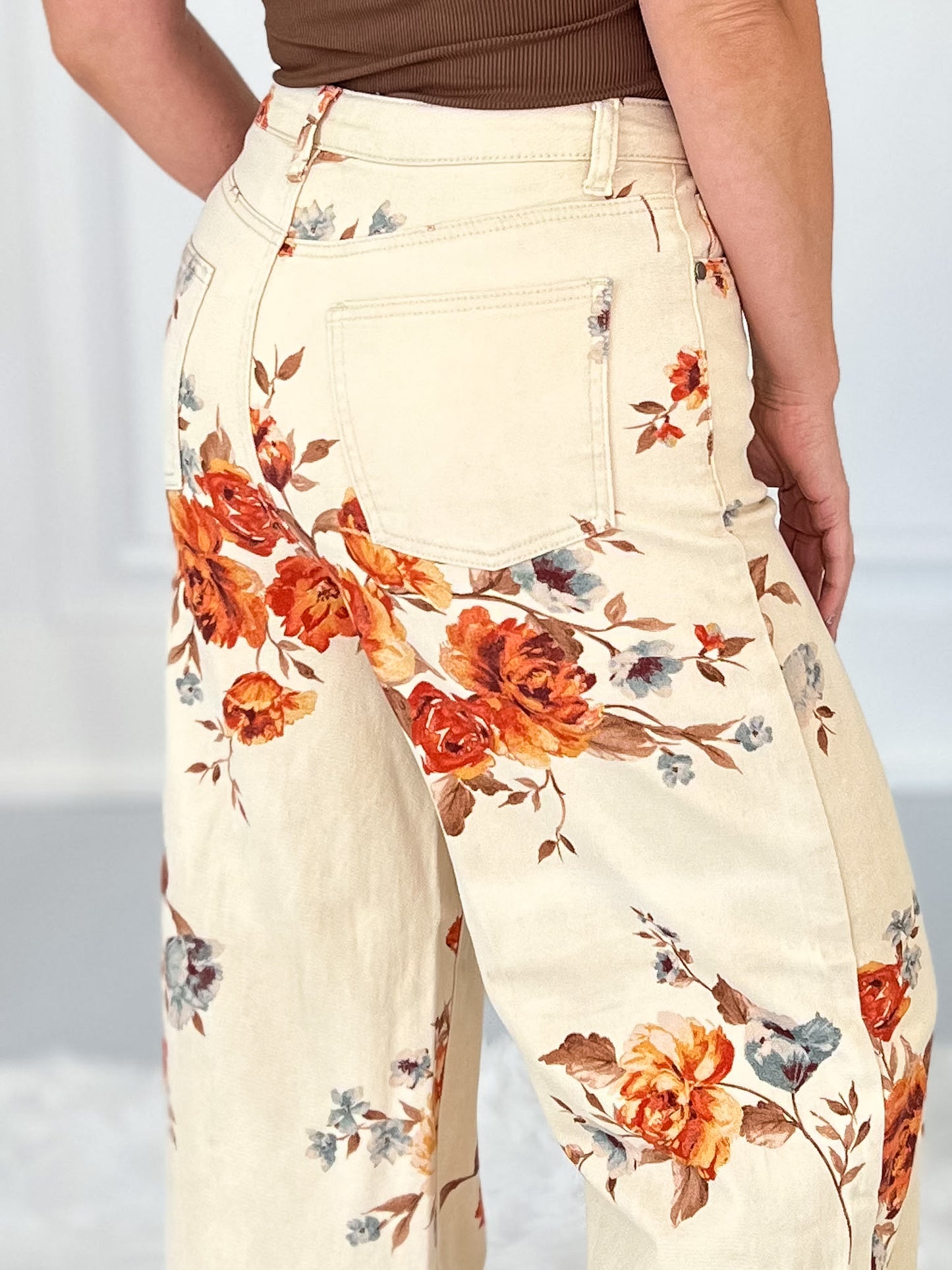Khaki Kiss - Floral Twill Jeans