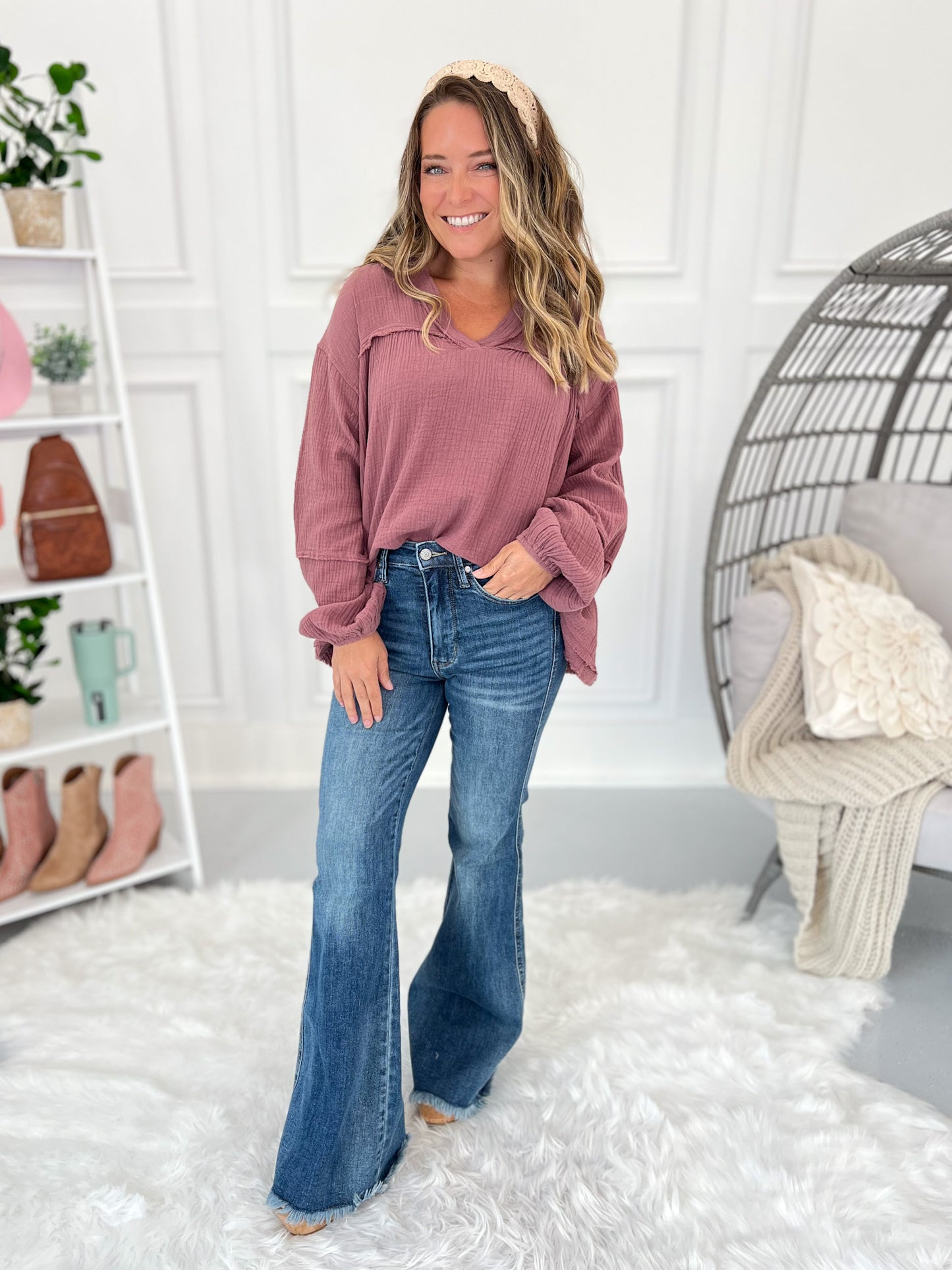 Judy Blue Tummy Control Fray Hem Flare Jeans