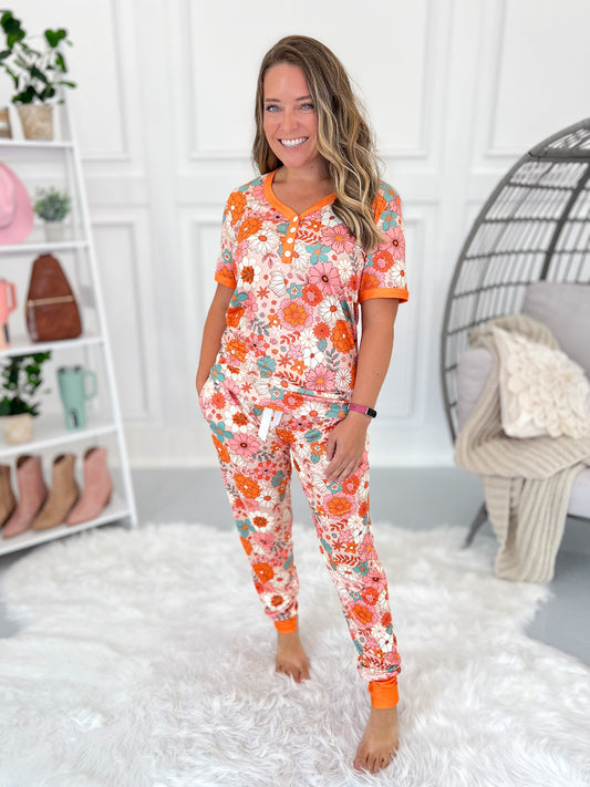 Fall Pajama Jogger Set - Boho Floral