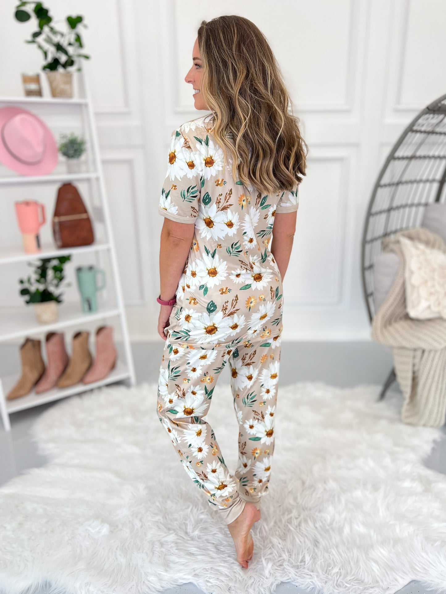 Fall Pajama Jogger Set - Daisies