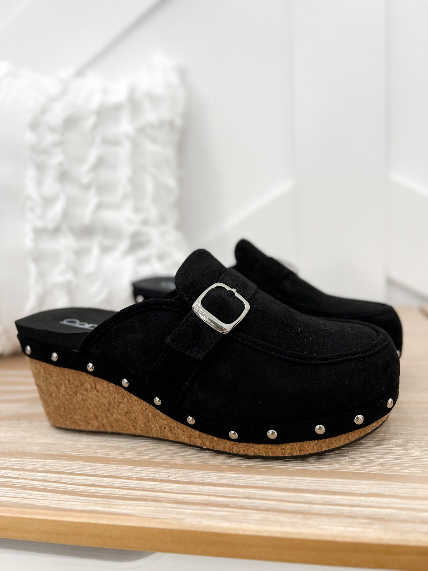 Corky's Just Precious Wedge - Black Faux Suede