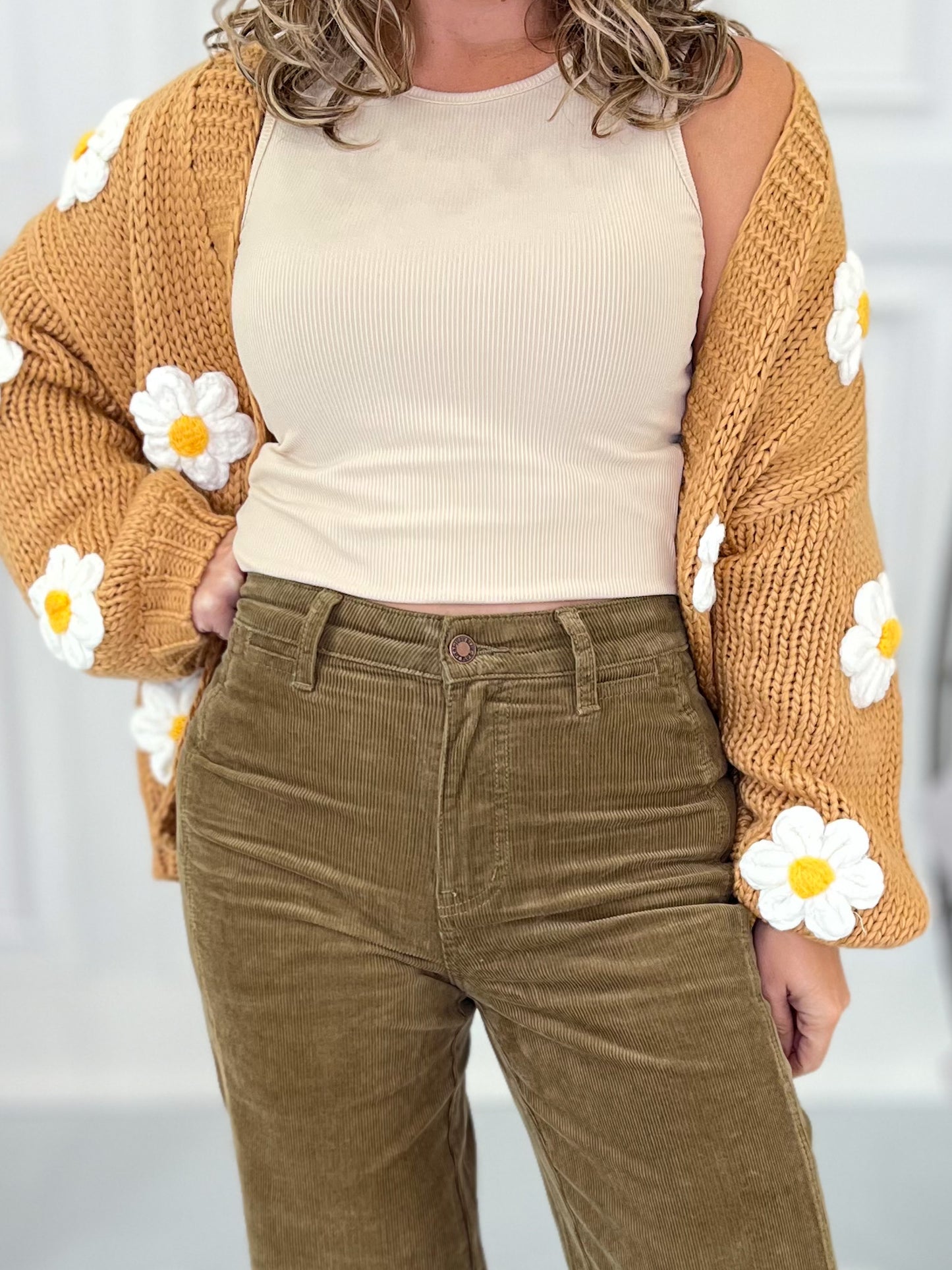 Strike A Cord - Judy Blue Olive Corduroy Retro Wide Leg Jean