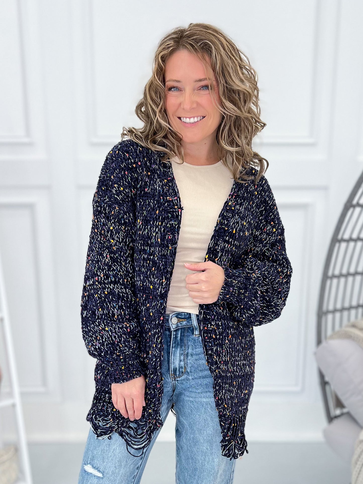 Filled With Fun Knit Cardigan - Navy