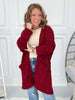 Stay With It Popcorn Crochet Cardigan - Burgundy