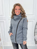 Cozy Craze Zip Up Cowl - Charcoal