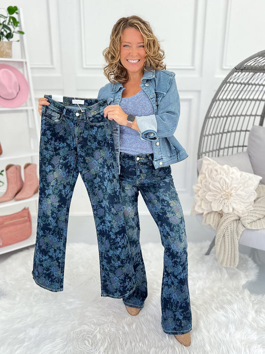 Secret Garden - Lovervet Floral Flare Jean