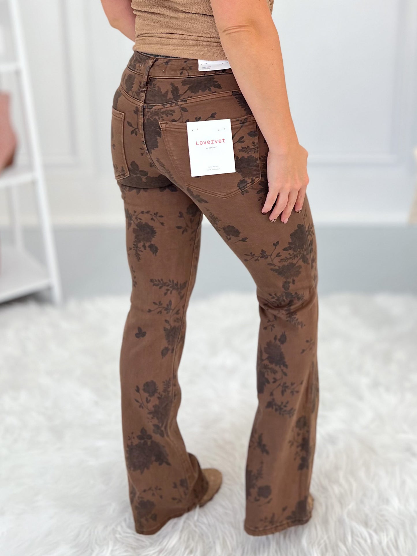 Brown Eyed Girl - Lovervet Brown Floral Bootcut