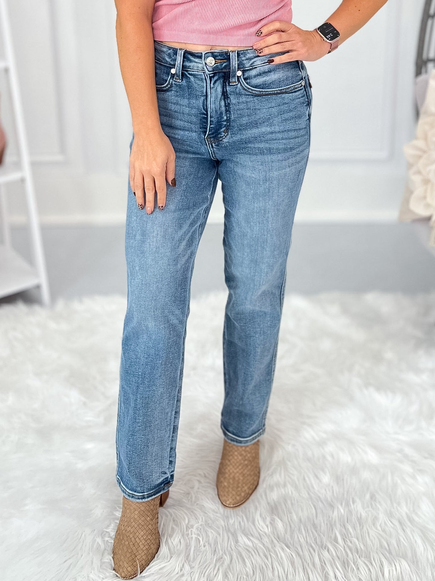 Mercury Rising - Judy Blue Tummy Control Ankle Straight Leg Jean