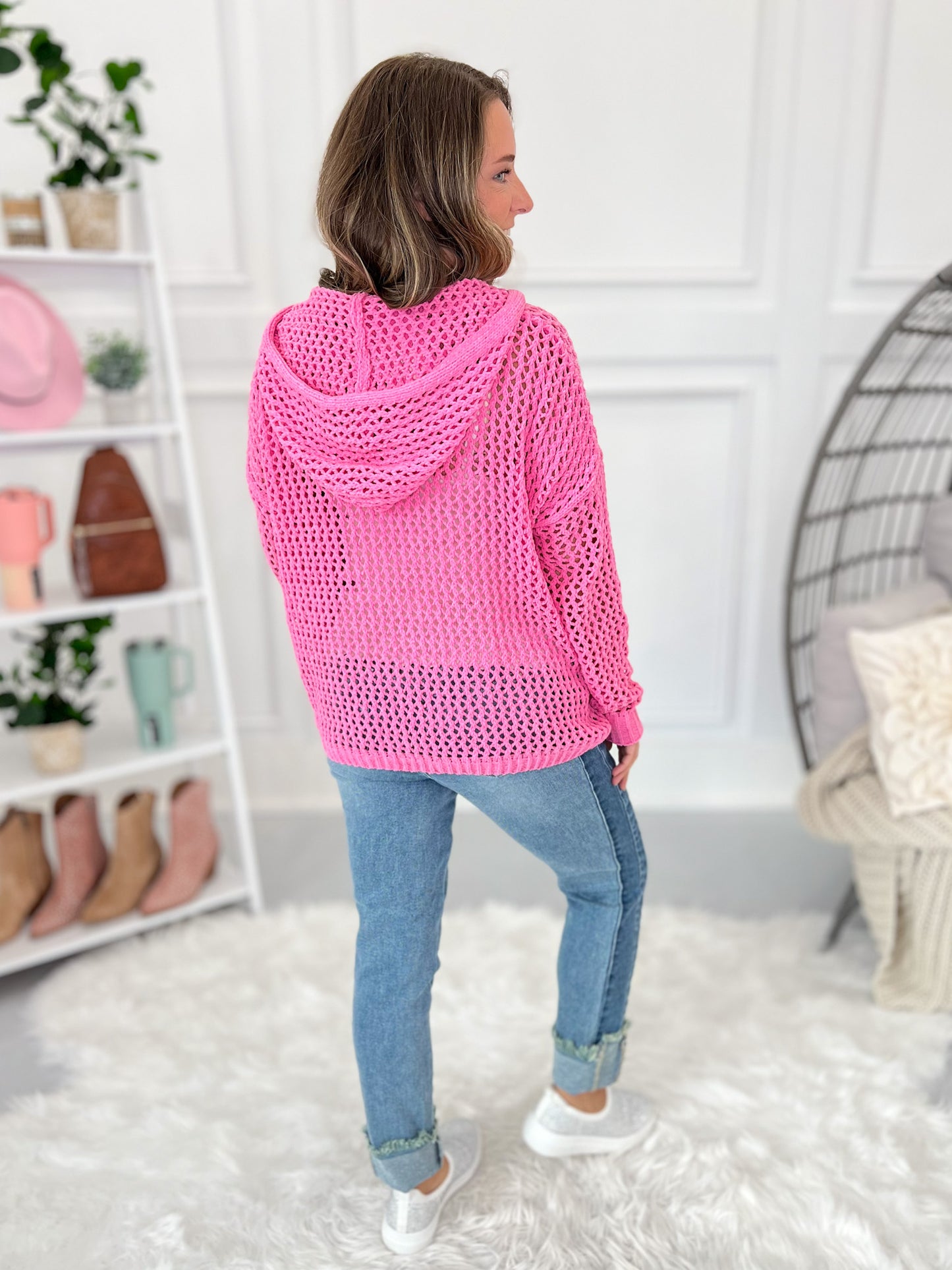 Thinking Pink Crochet Hoodie