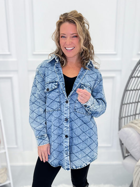 Dive On In Denim Button Down Jacket