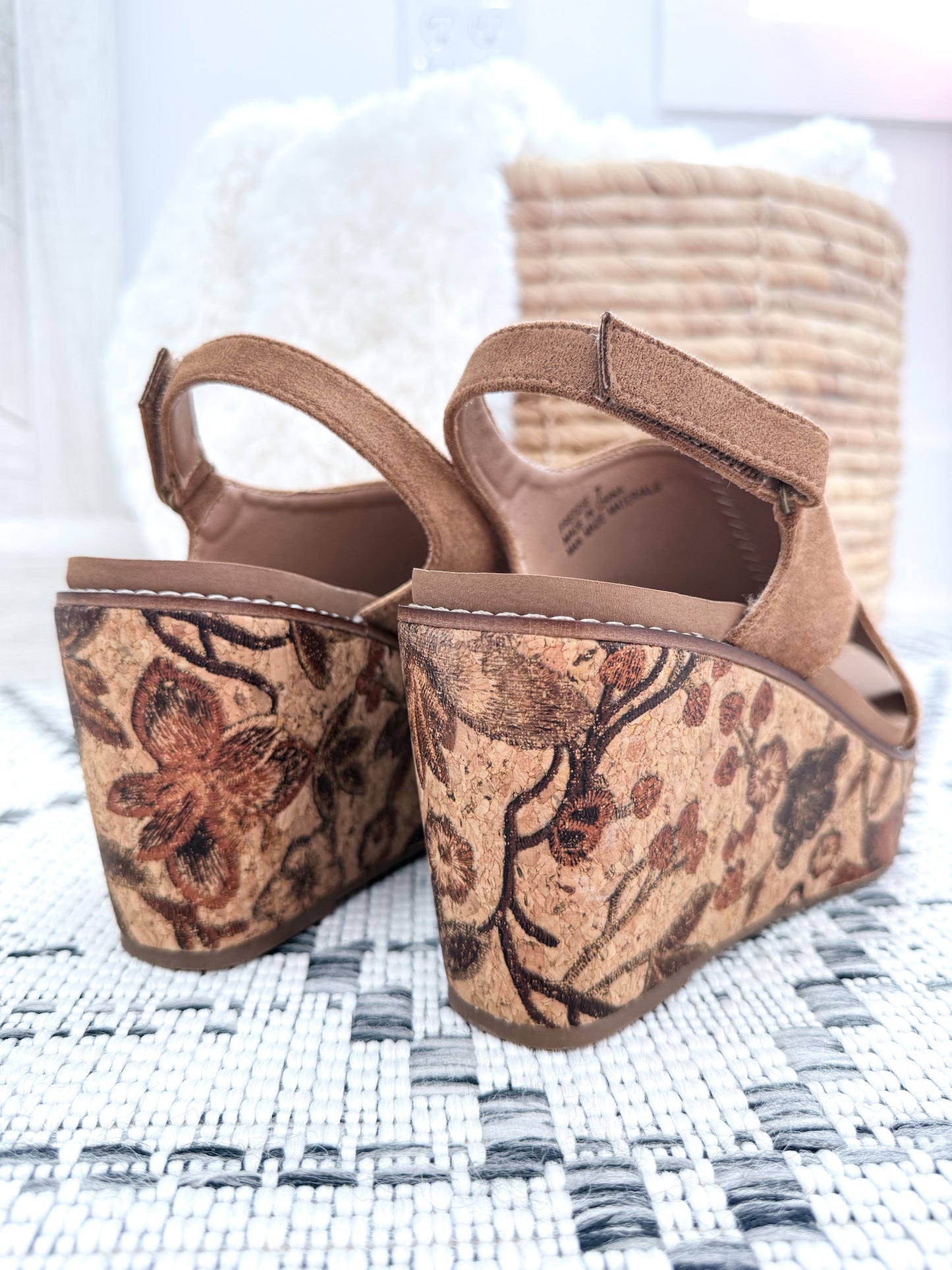 Corky's Freddie Floral Wedge - Taupe Faux Suede
