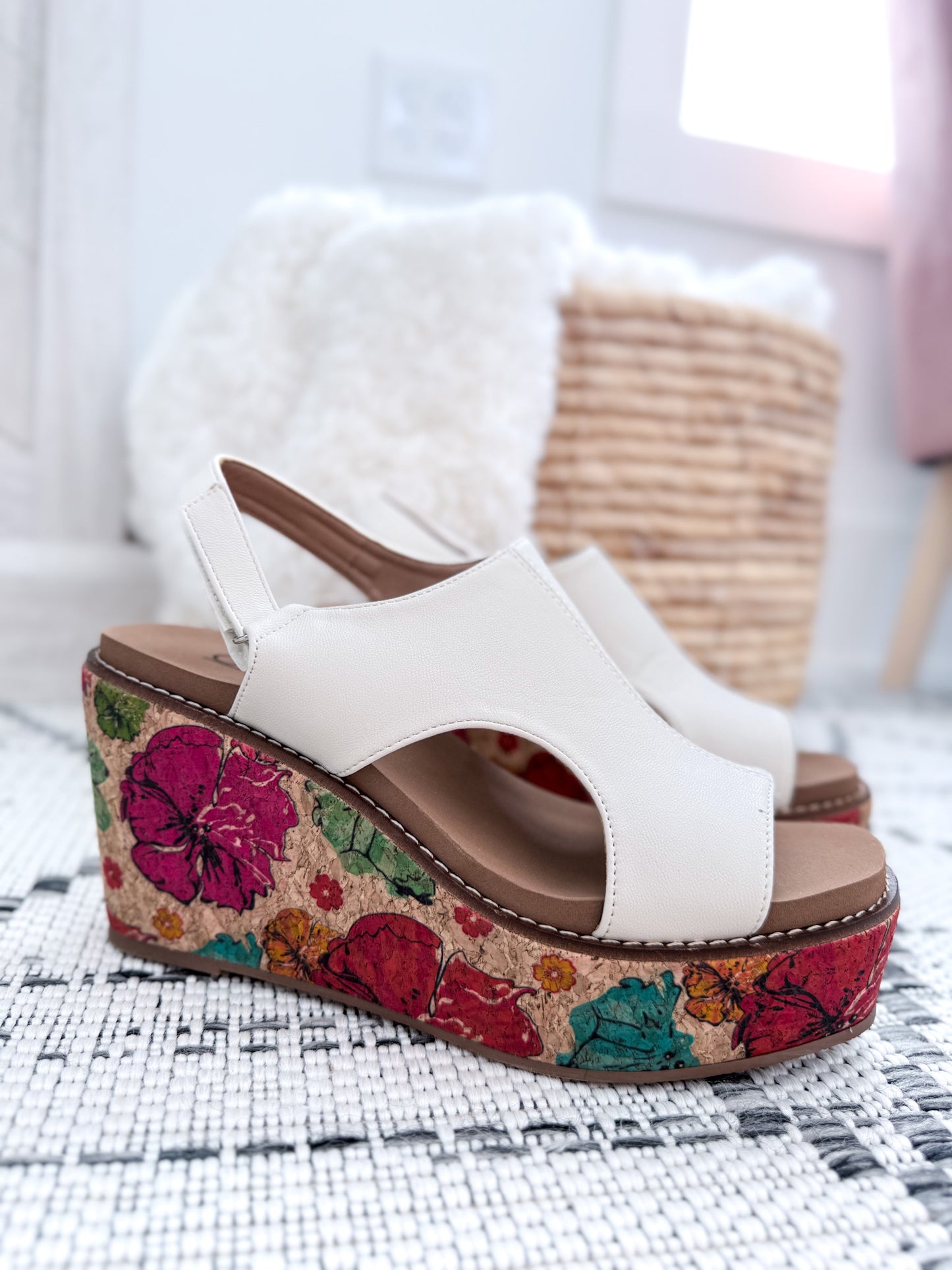 Corky's Freddie Floral Wedge - White