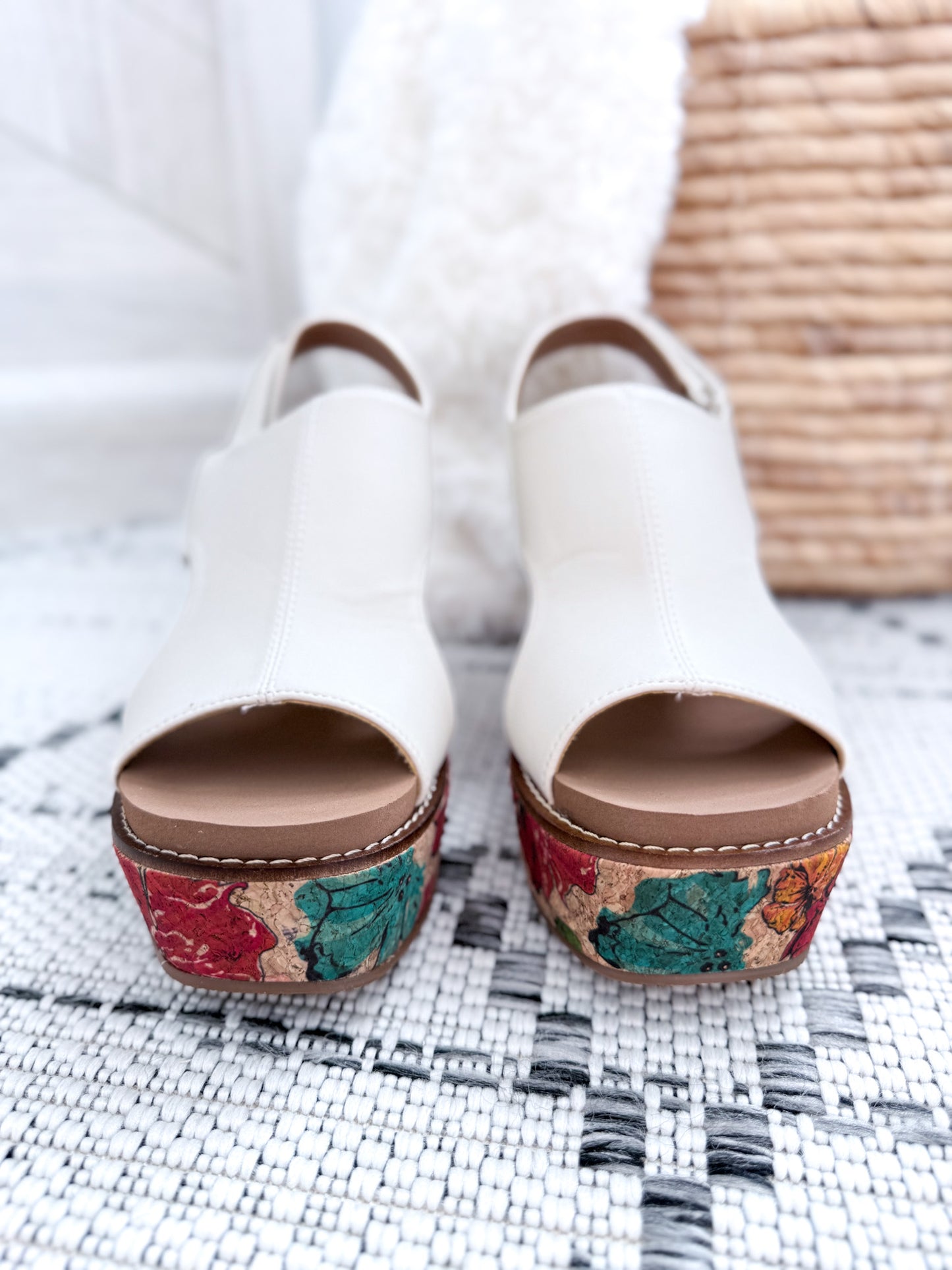 Corky's Freddie Floral Wedge - White