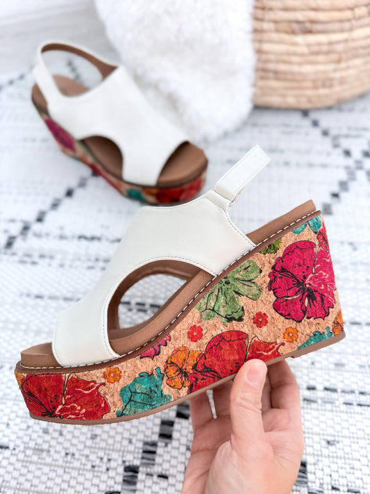 Corky's Freddie Floral Wedge - White