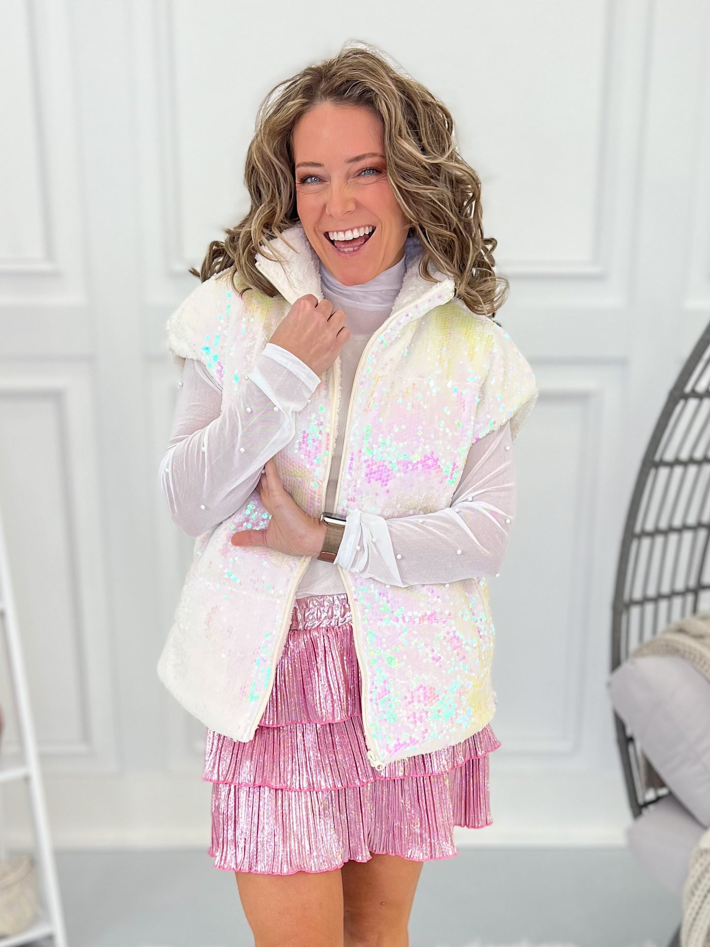 Sure To Shine Sequin Puffer Vest
