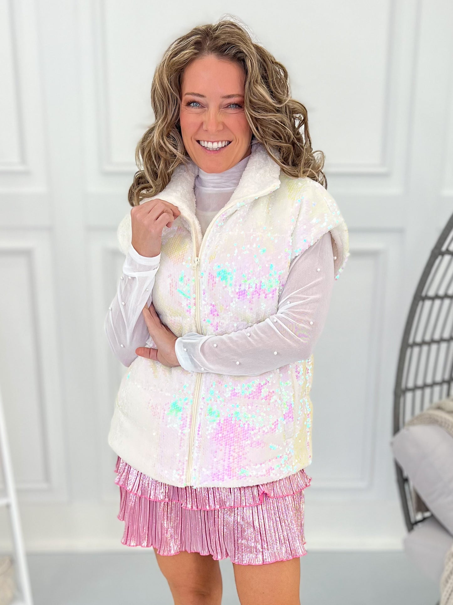 Sure To Shine Sequin Puffer Vest
