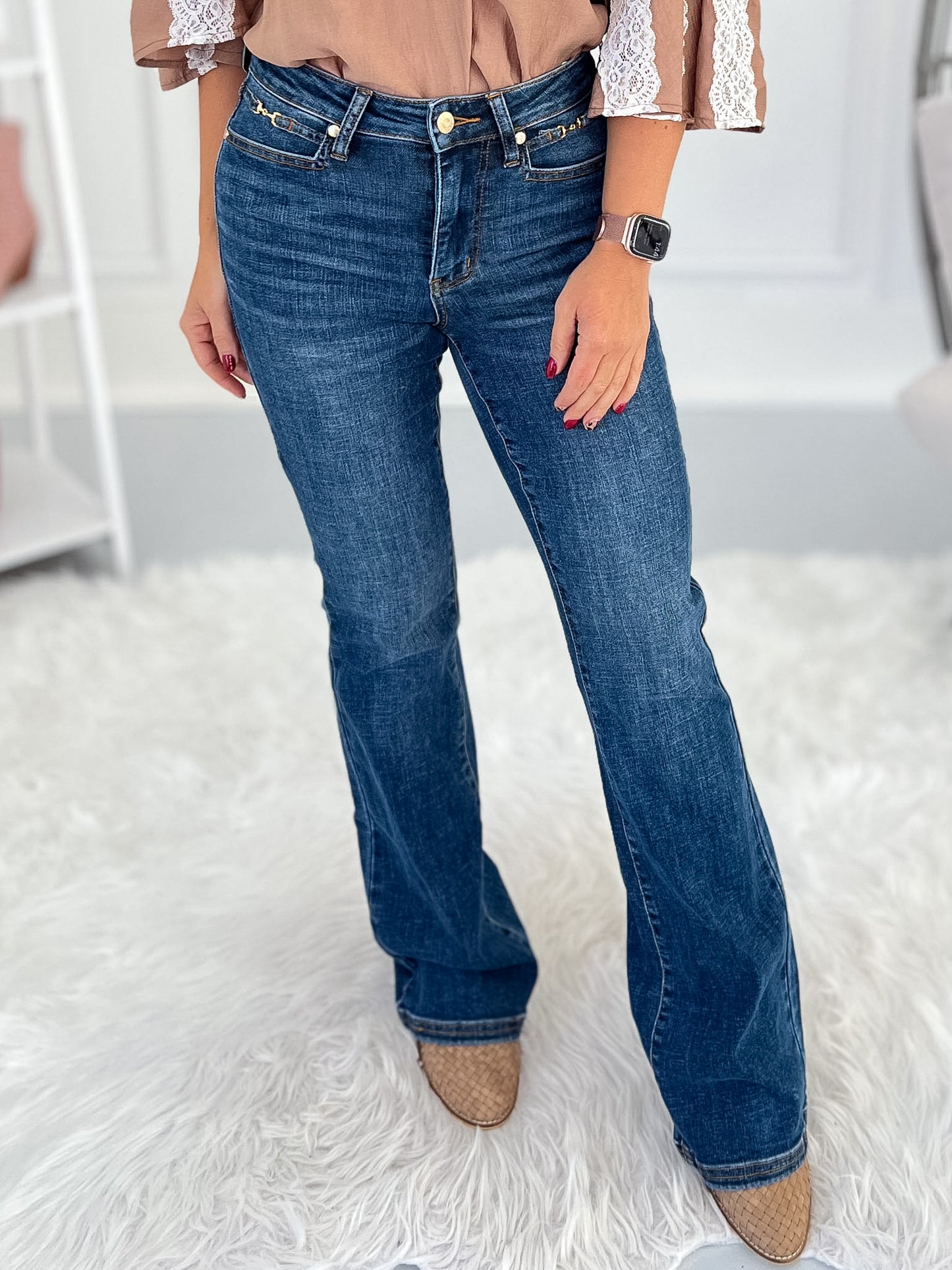 Hold Your Horses - Judy Blue Harness Trim Bootcut Jean
