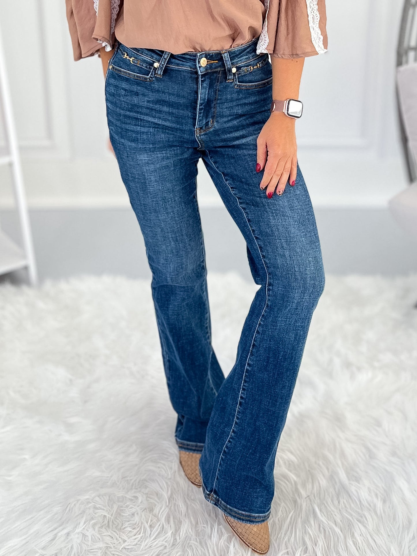 Hold Your Horses - Judy Blue Harness Trim Bootcut Jean