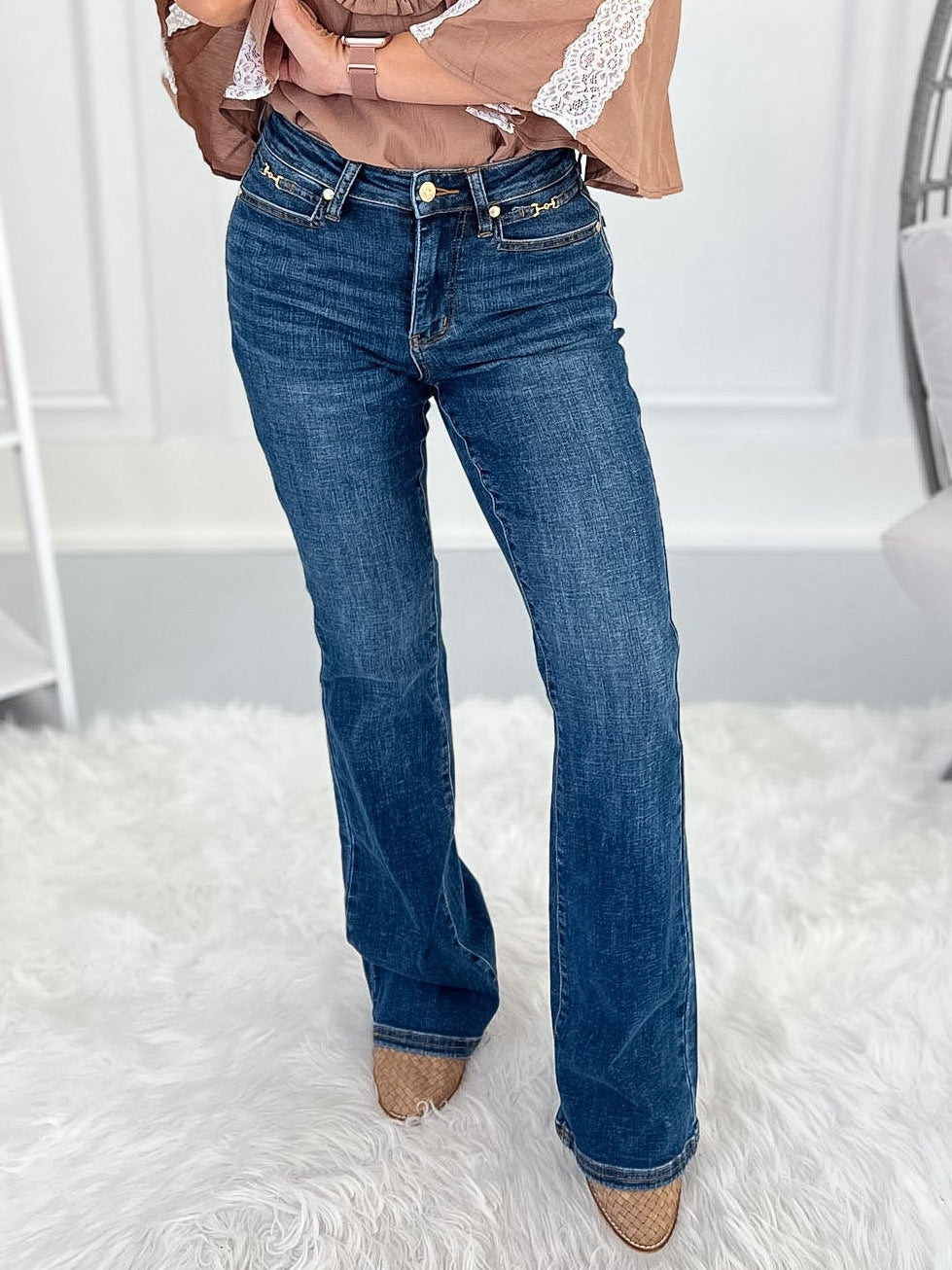 Hold Your Horses - Judy Blue Harness Trim Bootcut Jean