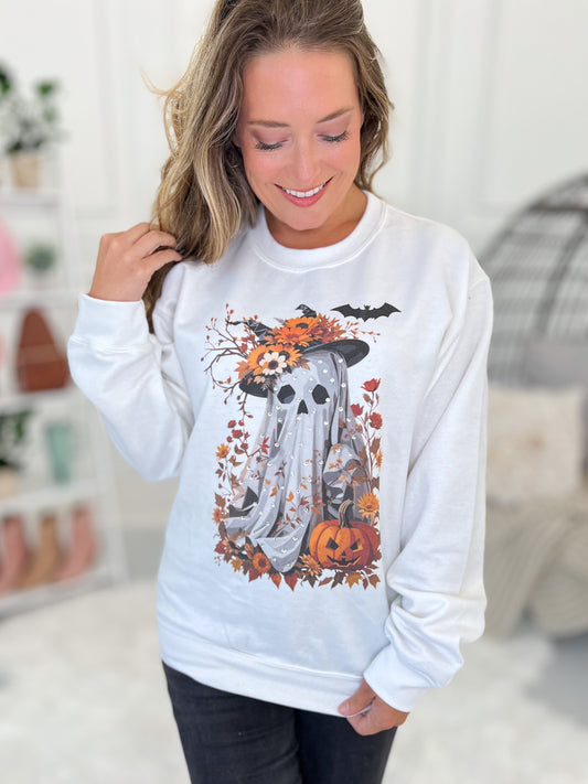 Gaudy Ghost Rhinestone Graphic Sweatshirt