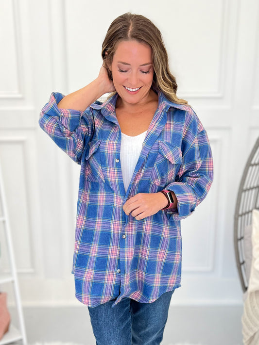 Tammy Button Up Flannel Top - Final Sale