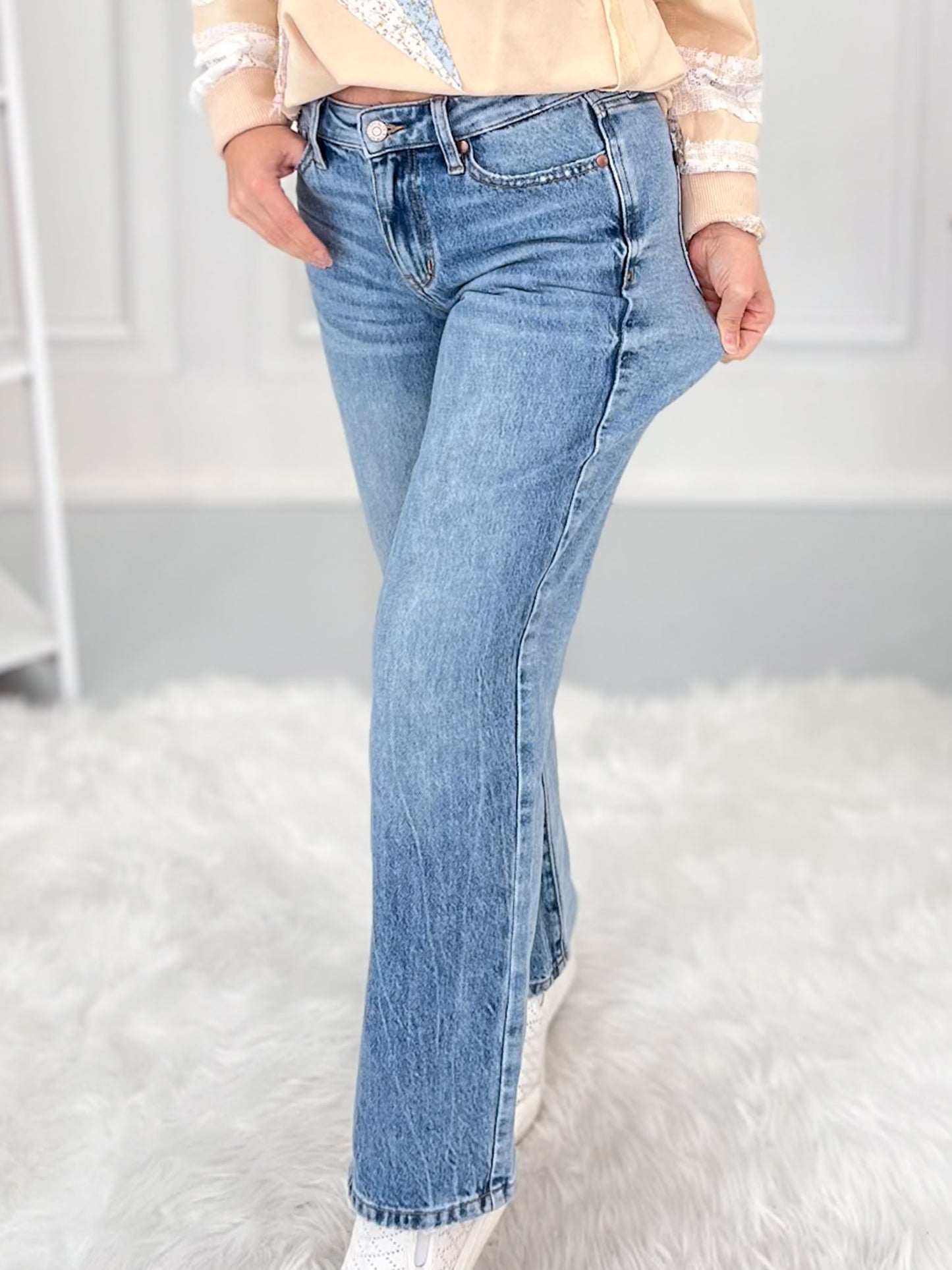 Split Decision - PETITE Judy Blue Rigid Magic Straight Leg Jean