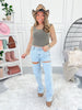 Shine On Me - Judy Blue Rigid Magic Rhinestone Slit Detail Straight Jeans