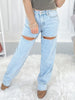 Shine On Me - Judy Blue Rigid Magic Rhinestone Slit Detail Straight Jeans
