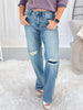 Knee Deep - Judy Blue Patched Straight Leg Jean