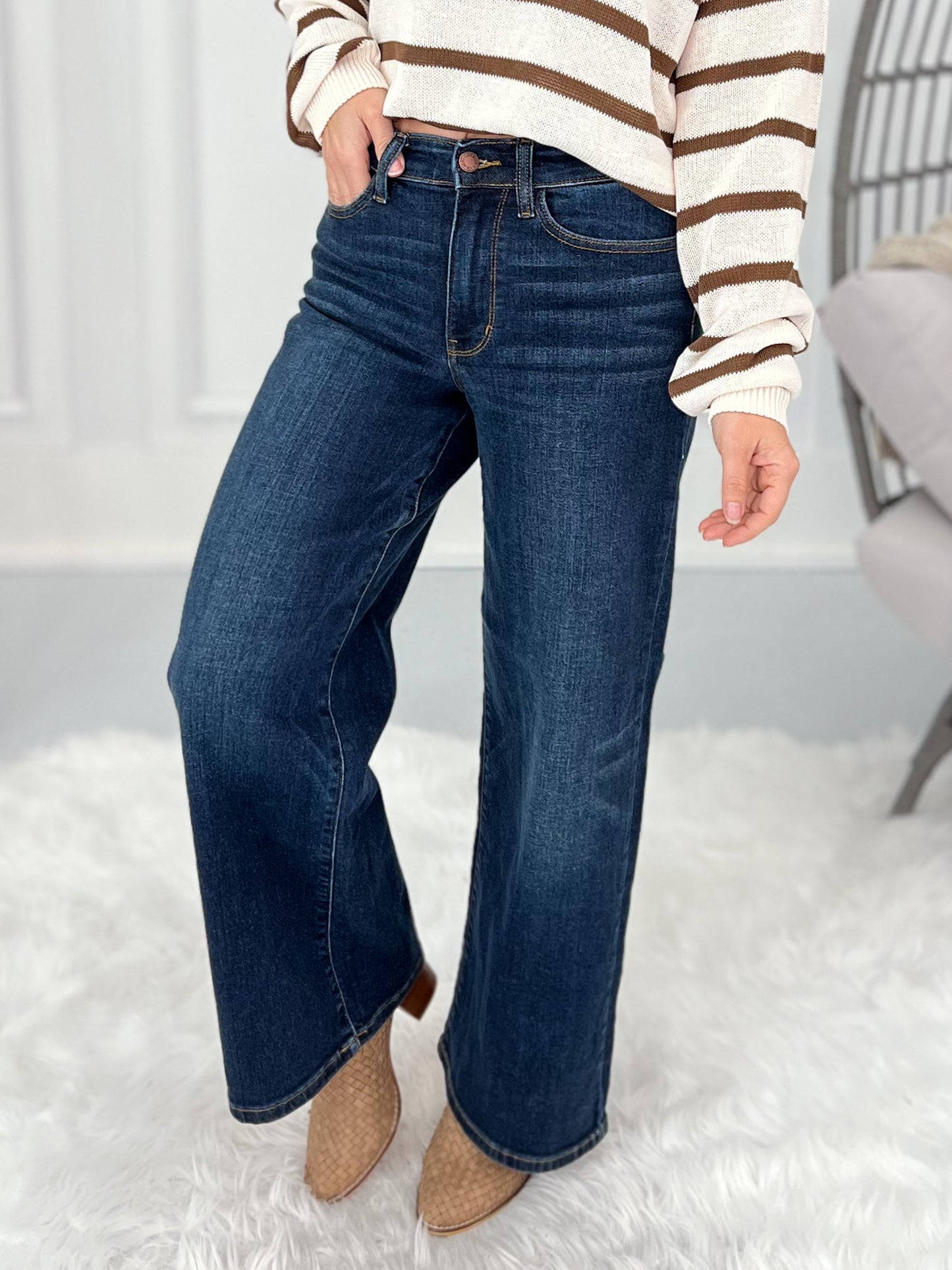 Flow State - Judy Blue Ankle Wide Leg Jean