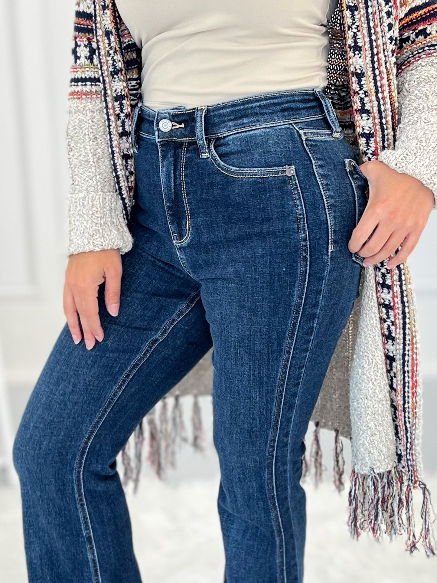 By My Side - Judy Blue Angled Side Seam Flare Jeans