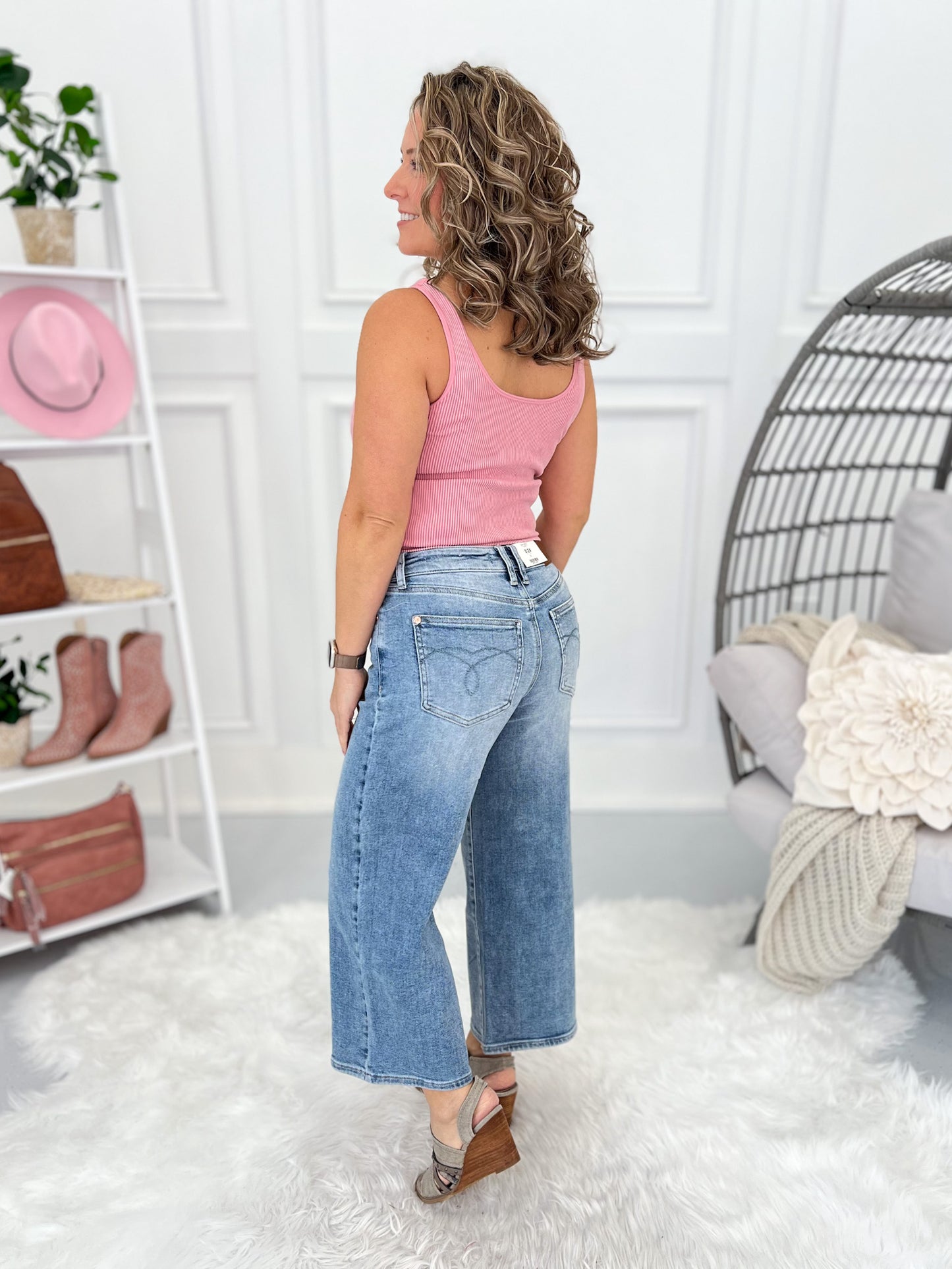 Center Of Attention - Judy Blue Vintage Wide Leg Cropped Jean